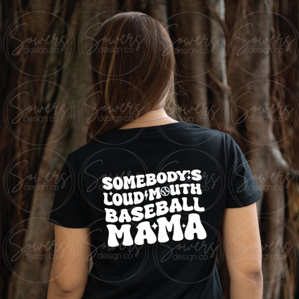 Black BASEBALL MAMA Crewneck Graphic Tee